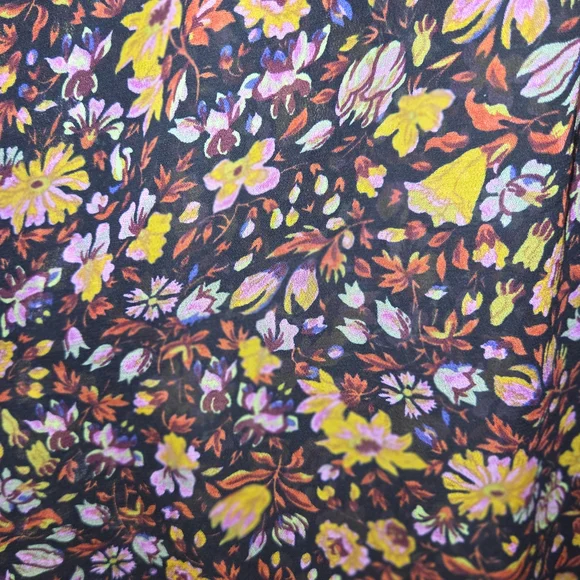 Womens Anthropologie Multicolor Floral Blouse W/ Bell Sleeve, Sheer, Sz SM - Picture 9 of 11